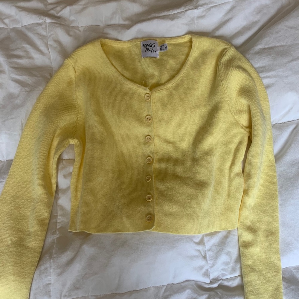 Princess Polly yellow sweater cardigan S